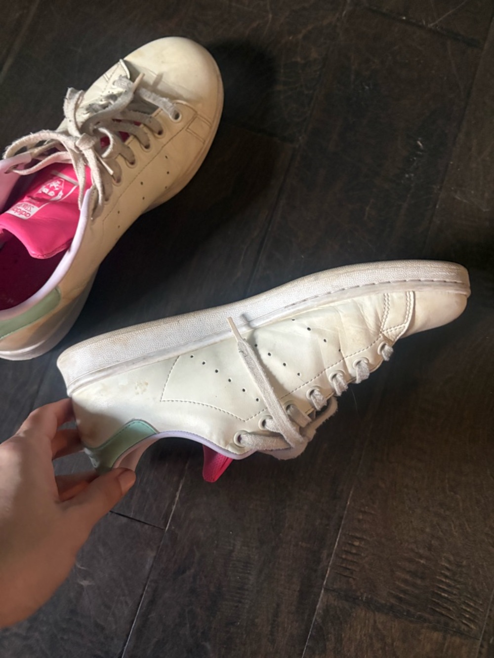 adidas Stan Smith Cream White with Pink & Mint Accents - Picture 5 of 7